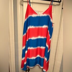 Peach Love California Red and Blue Dress